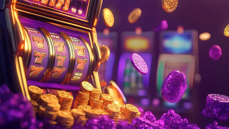 Close-up of a slot machine with winning symbols and coins at 711BET